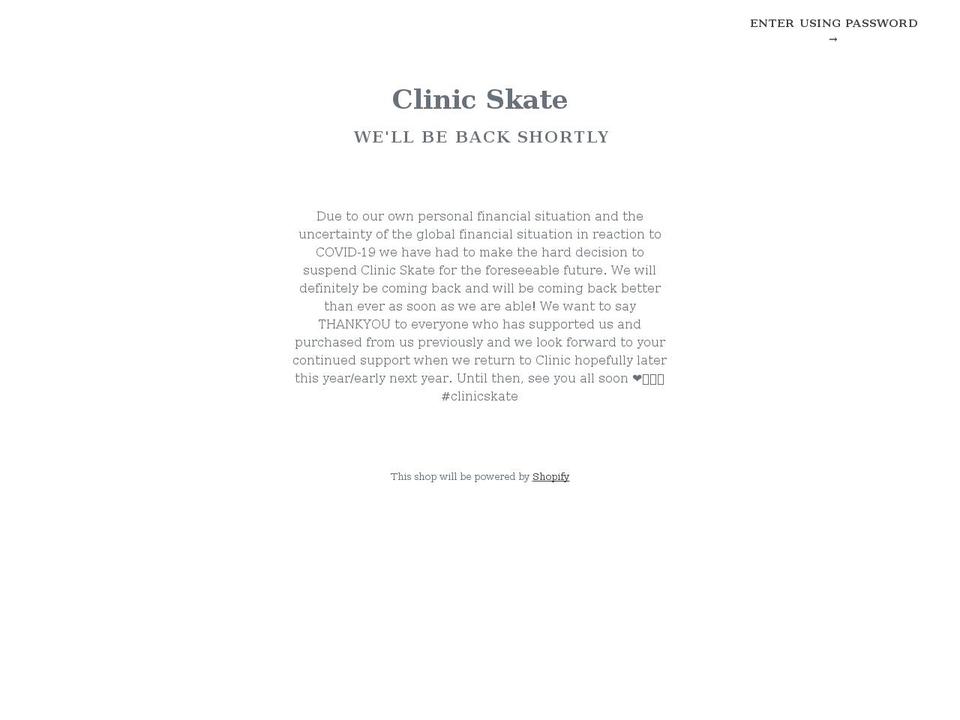 clinicskate.com shopify website screenshot