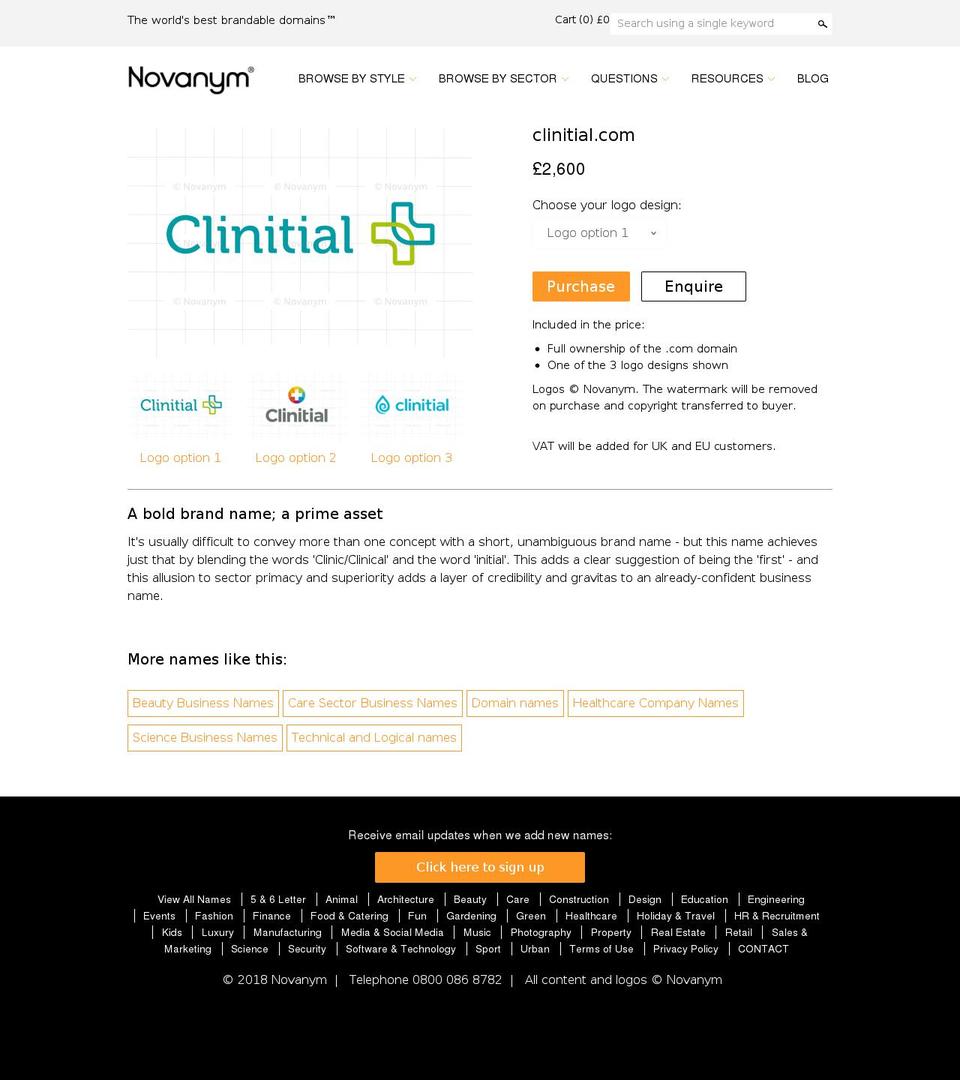clinitial.com — Shopify storefront screenshot
