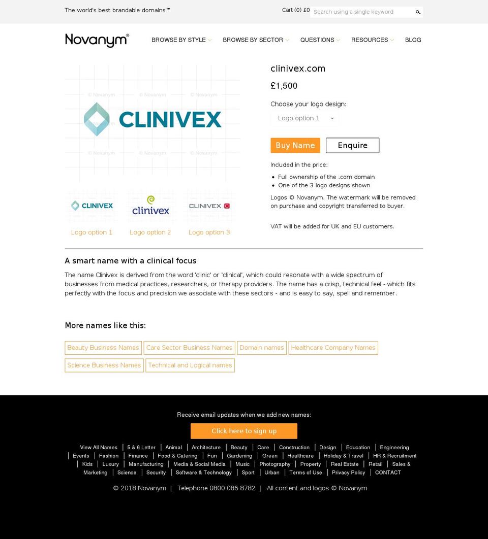 clinivex.com — Shopify storefront screenshot