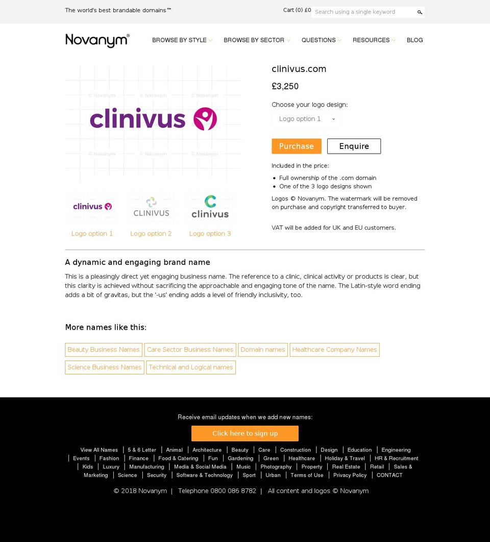 clinivus.com — Shopify storefront screenshot