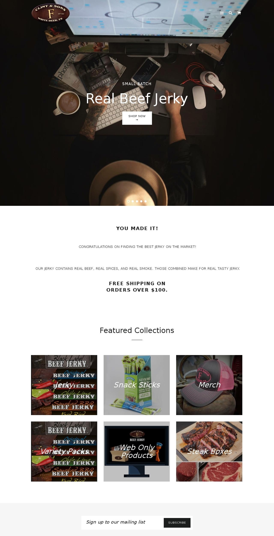 clintandsons.com shopify website screenshot