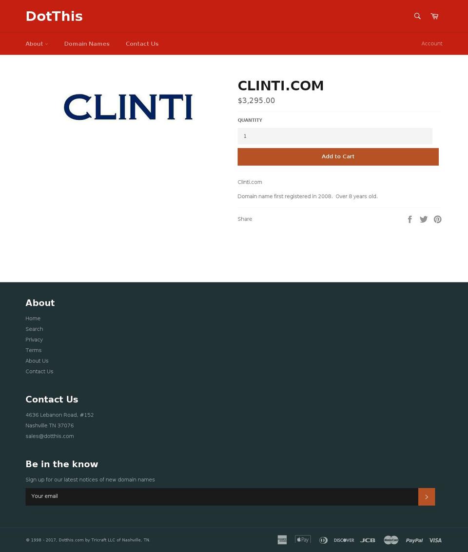 clinti.com shopify website screenshot