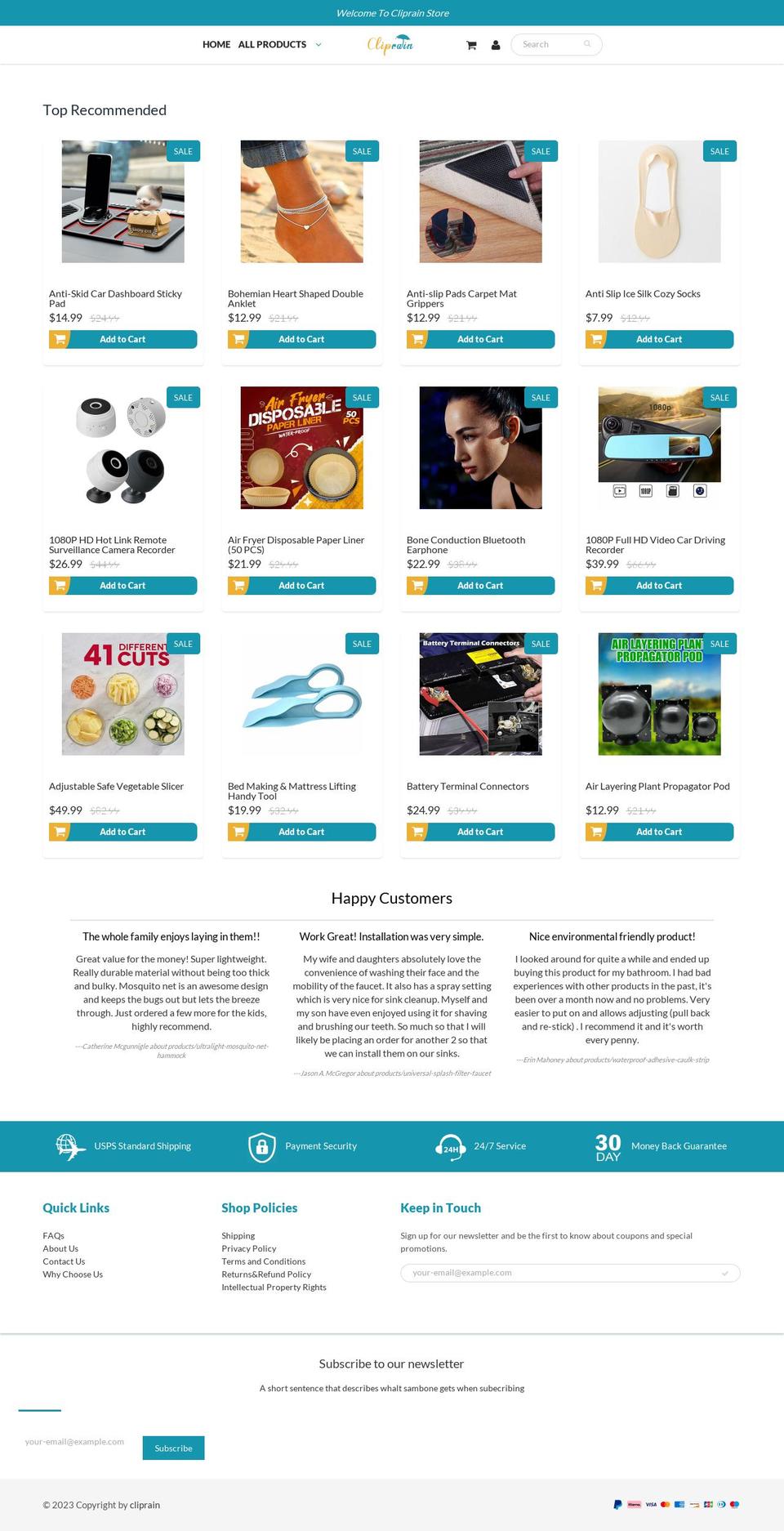 cliprain.com shopify website screenshot