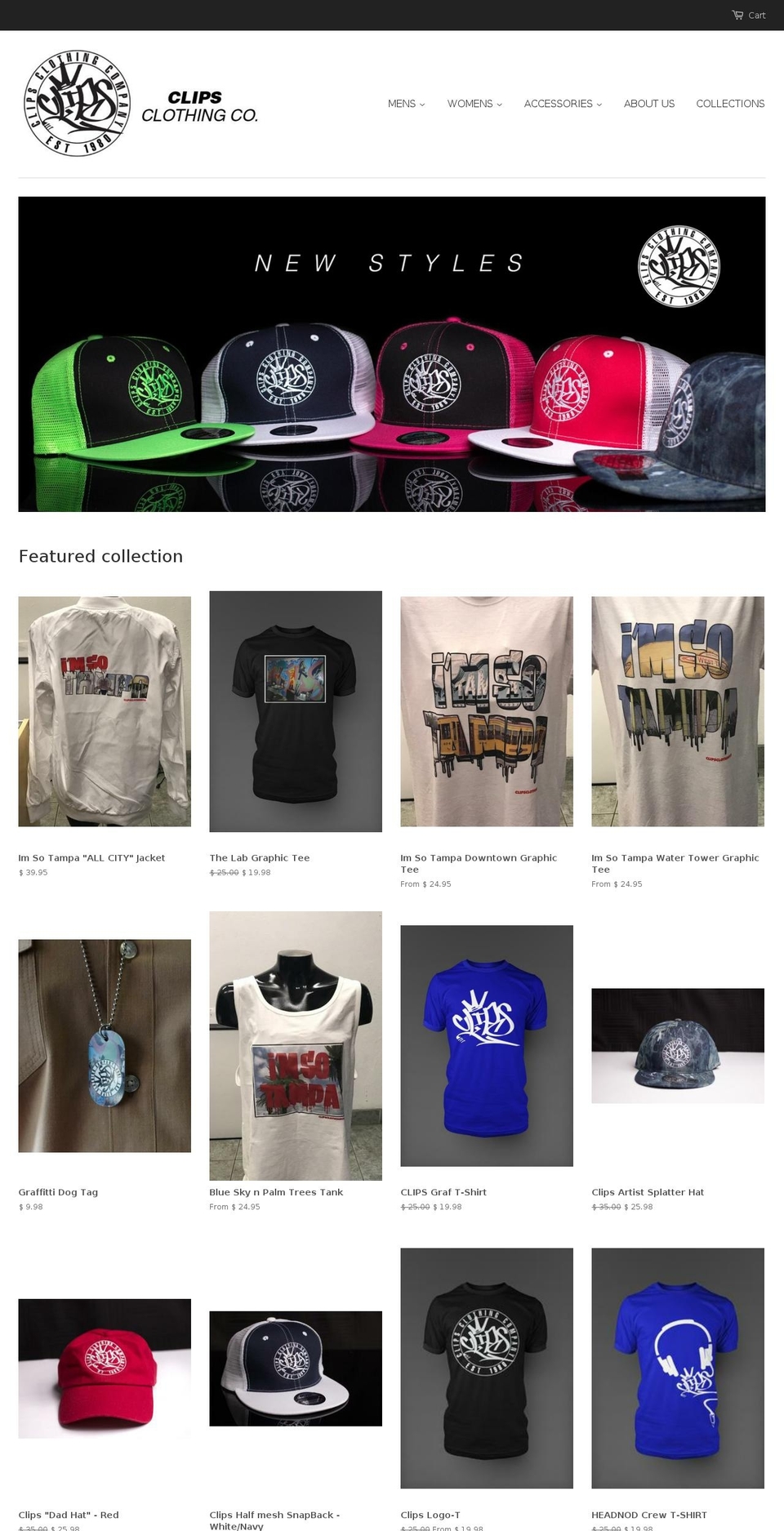 clipsclothingco.com — Shopify storefront screenshot