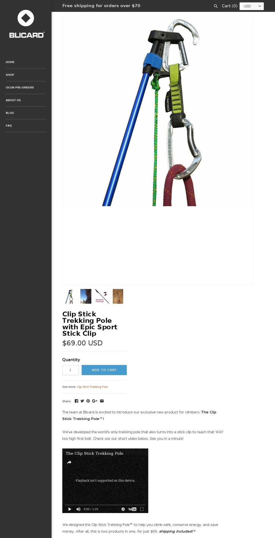 clipsticktrekkingpole.com shopify website screenshot