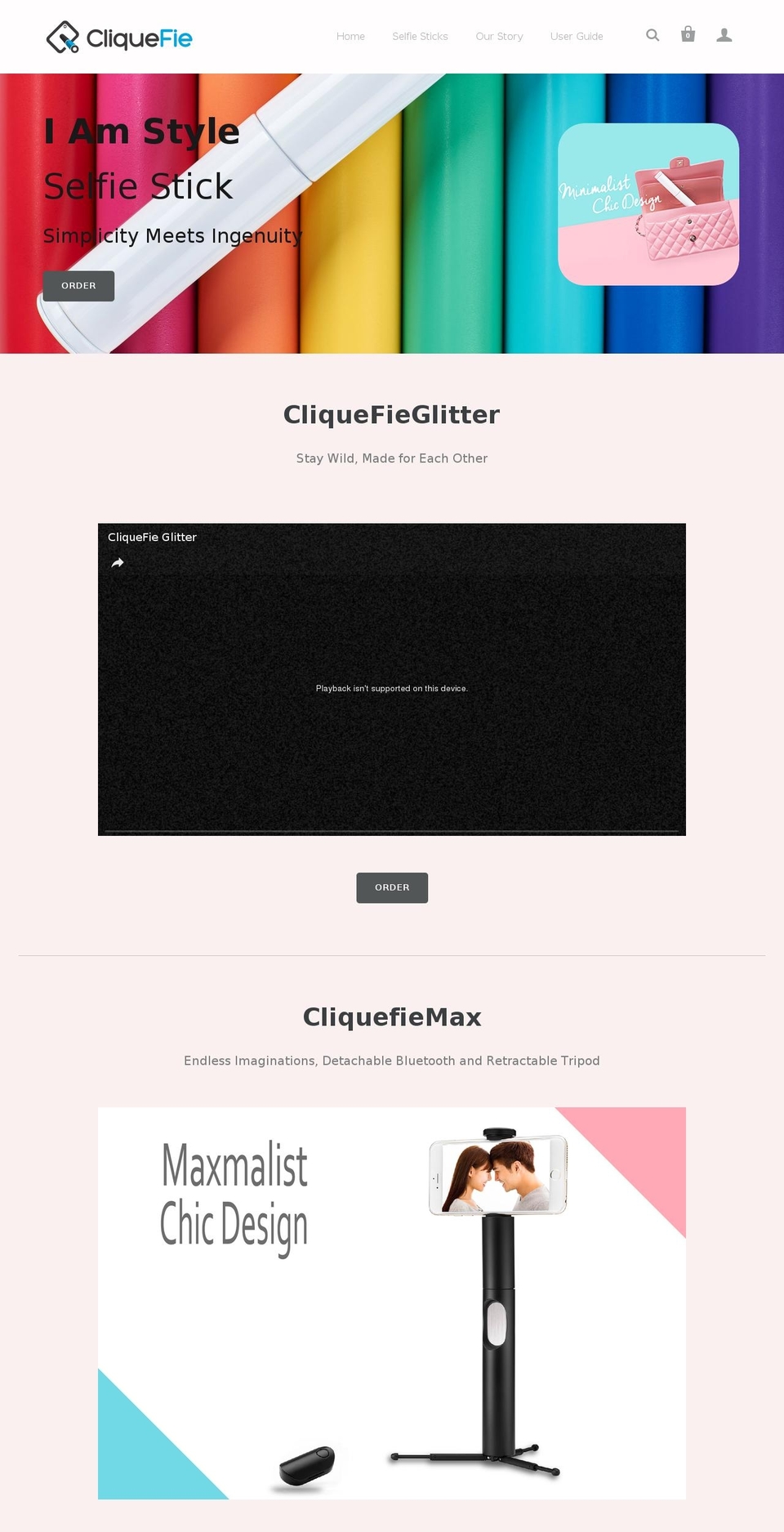 Modular Shopify theme site example cliquefie.com