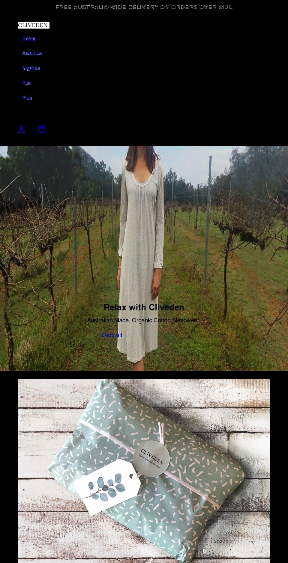 clivedencollection.com.au shopify website screenshot