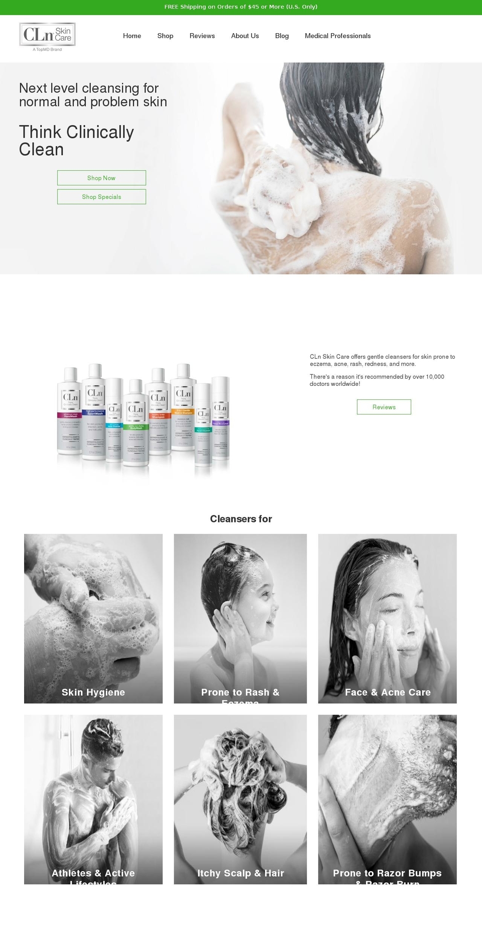 clnsamples.com shopify website screenshot