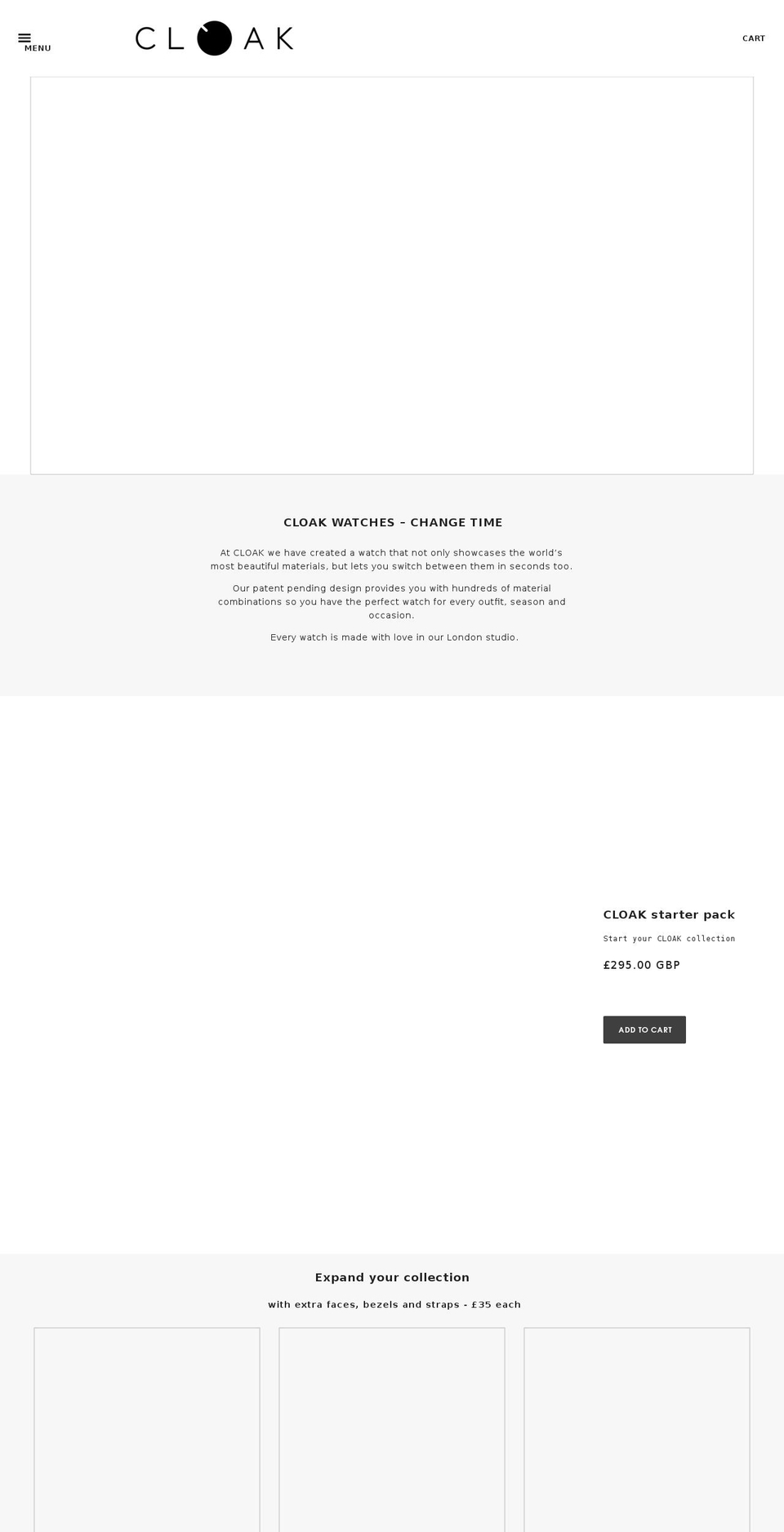 cloakwatches.com shopify website screenshot