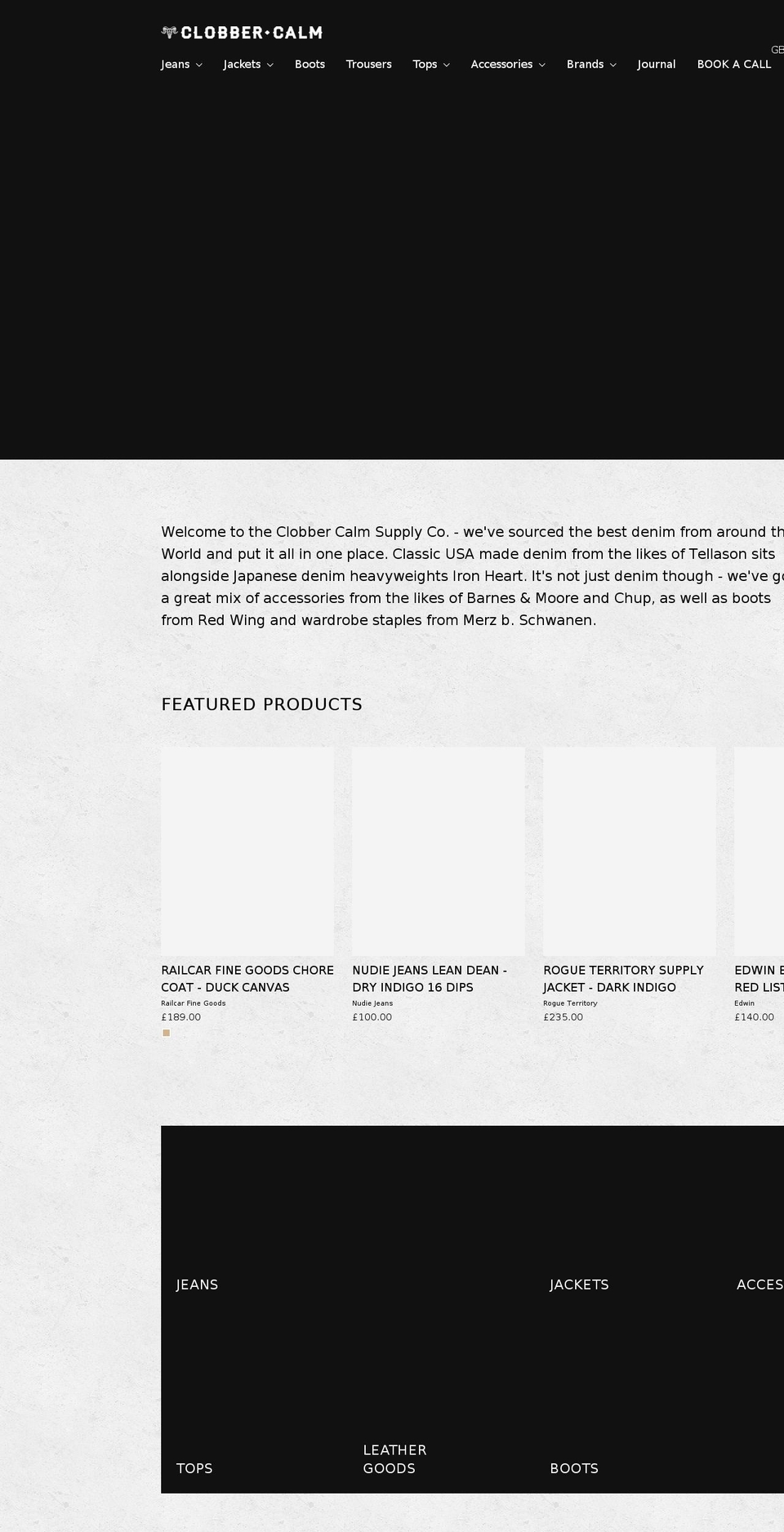 clobbercalm.com shopify website screenshot