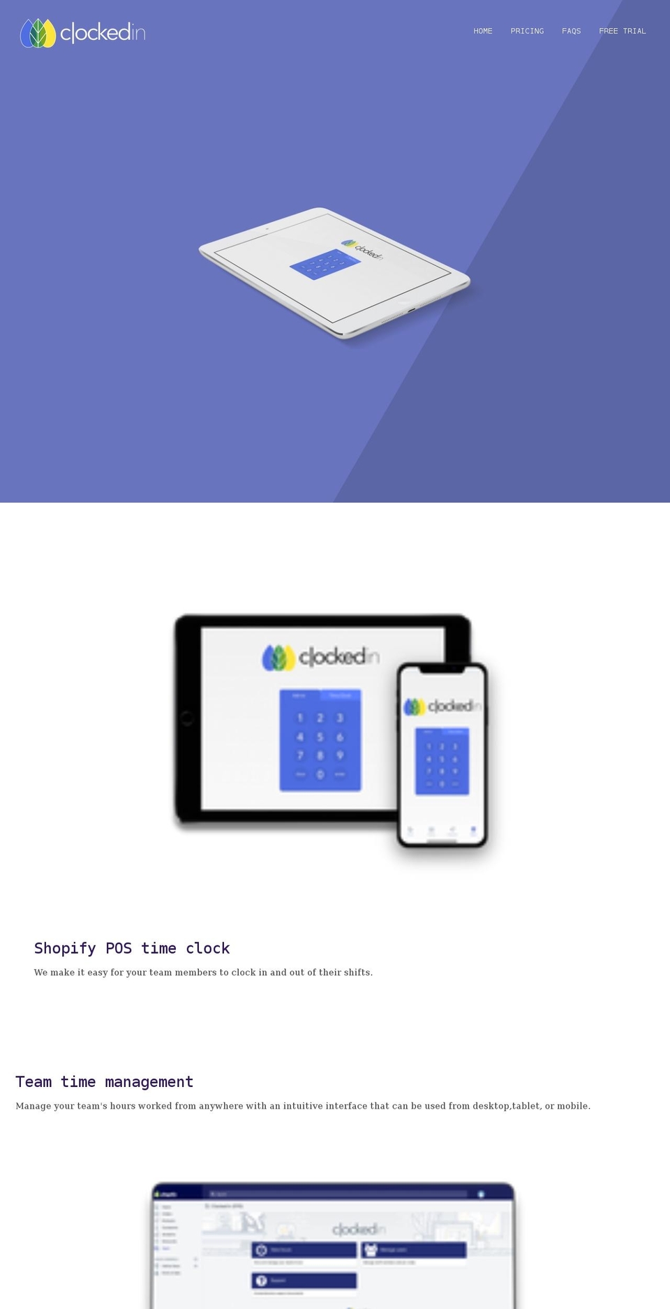 clockedin.io shopify website screenshot