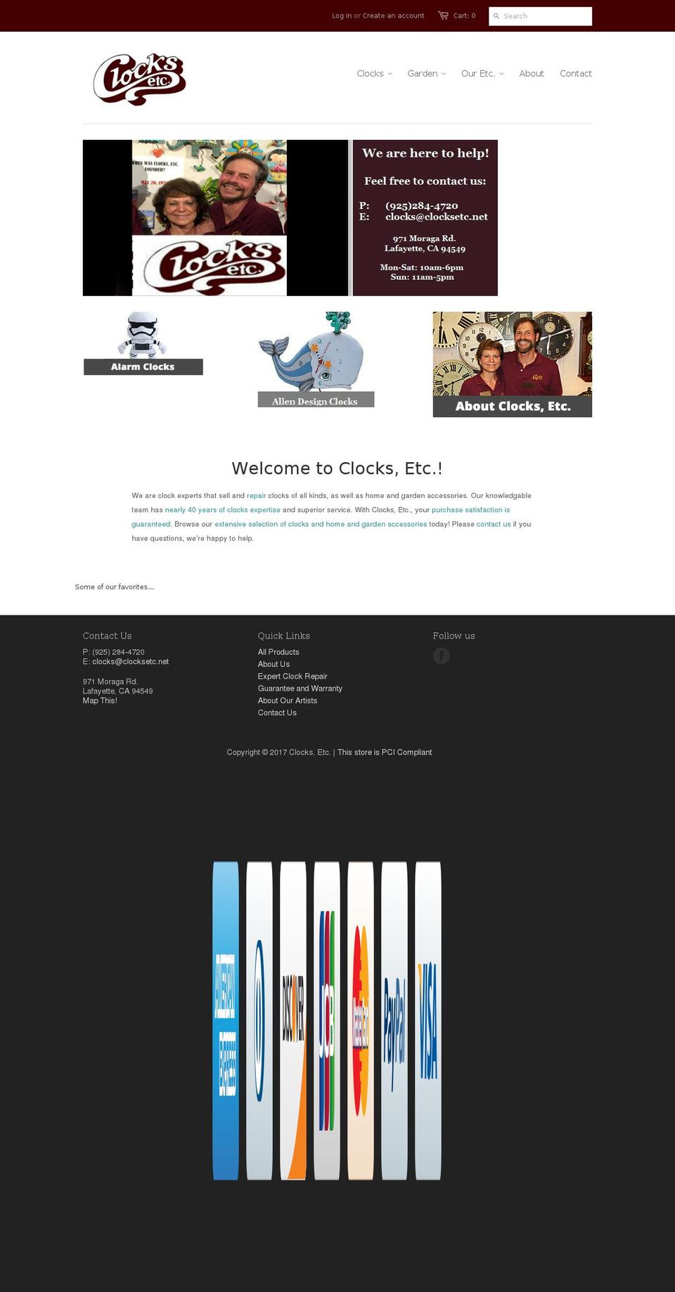 clocksetc.net shopify website screenshot