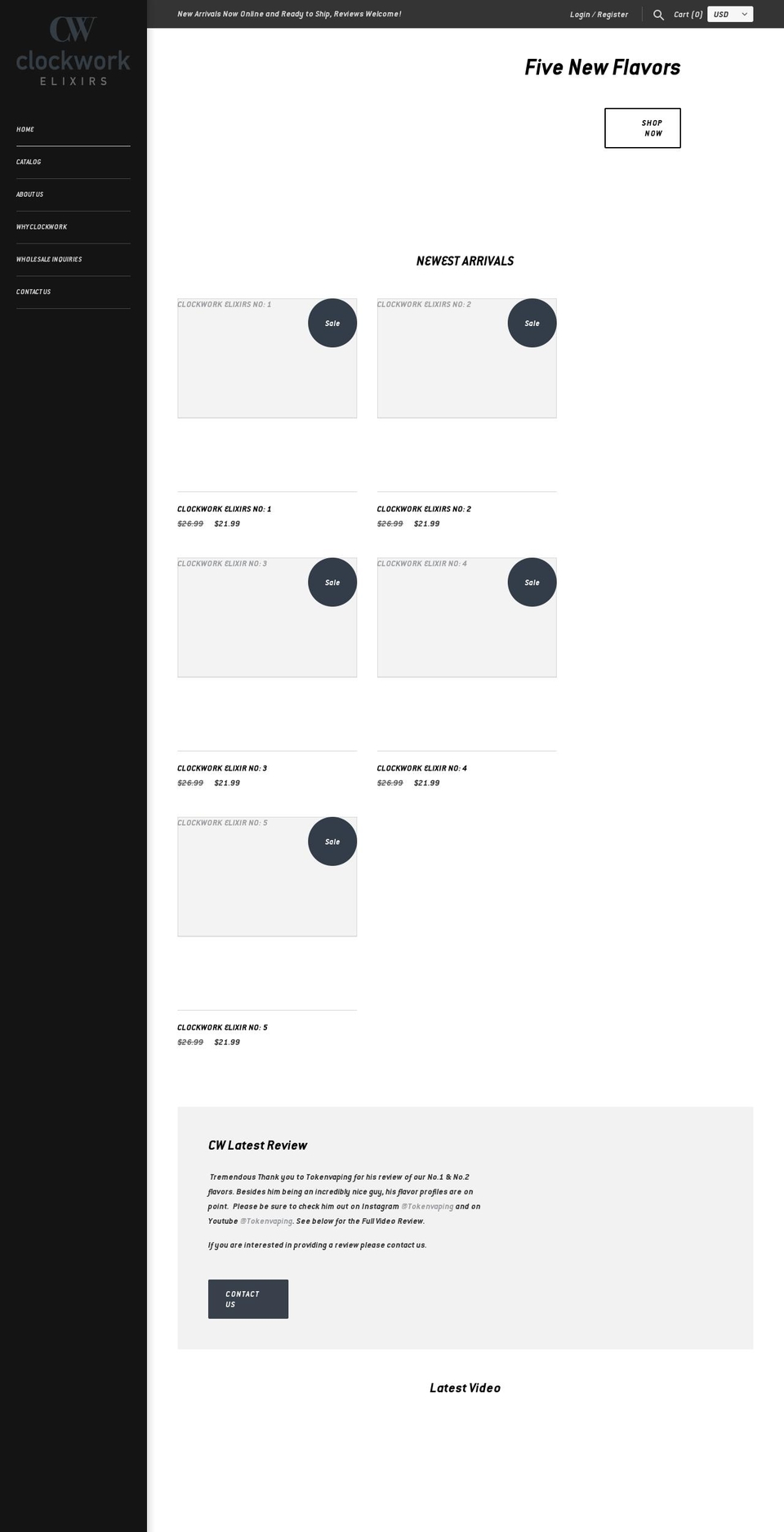 clockworkelixir.com — Shopify storefront screenshot