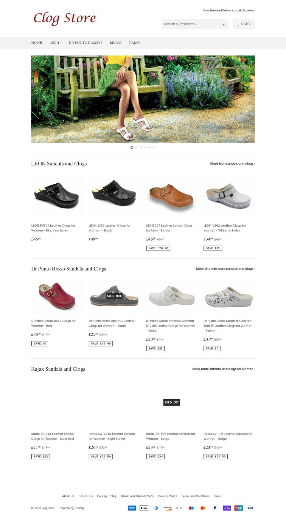 clogstore.co.uk shopify website screenshot