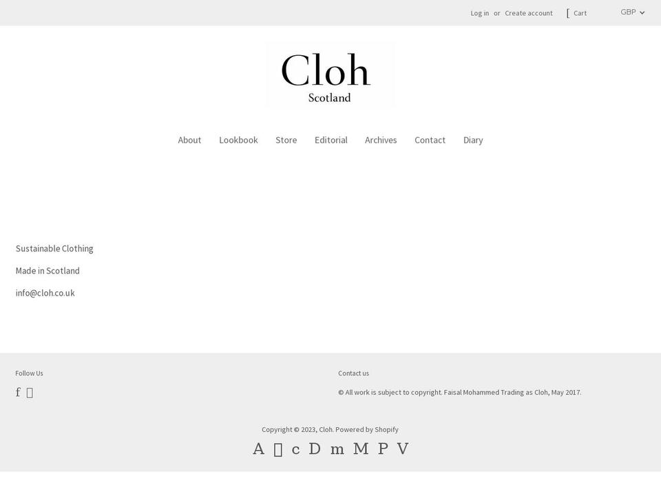 cloh.co.uk shopify website screenshot