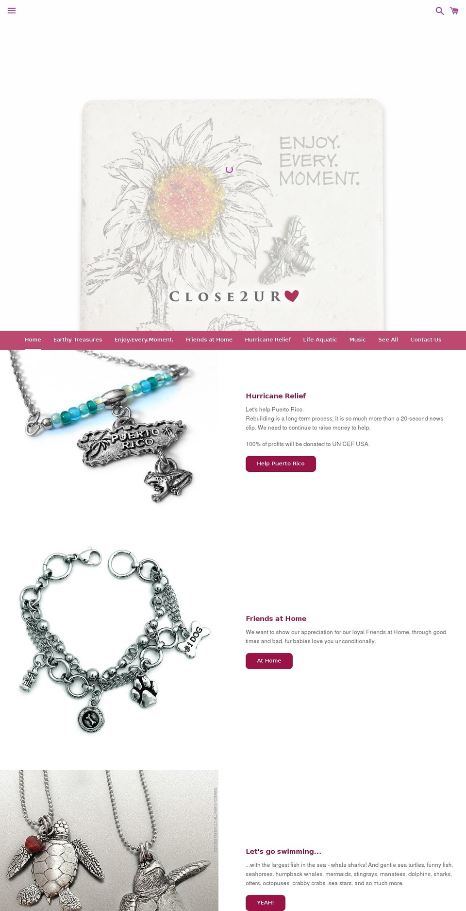 close2urheart.com — Shopify storefront screenshot