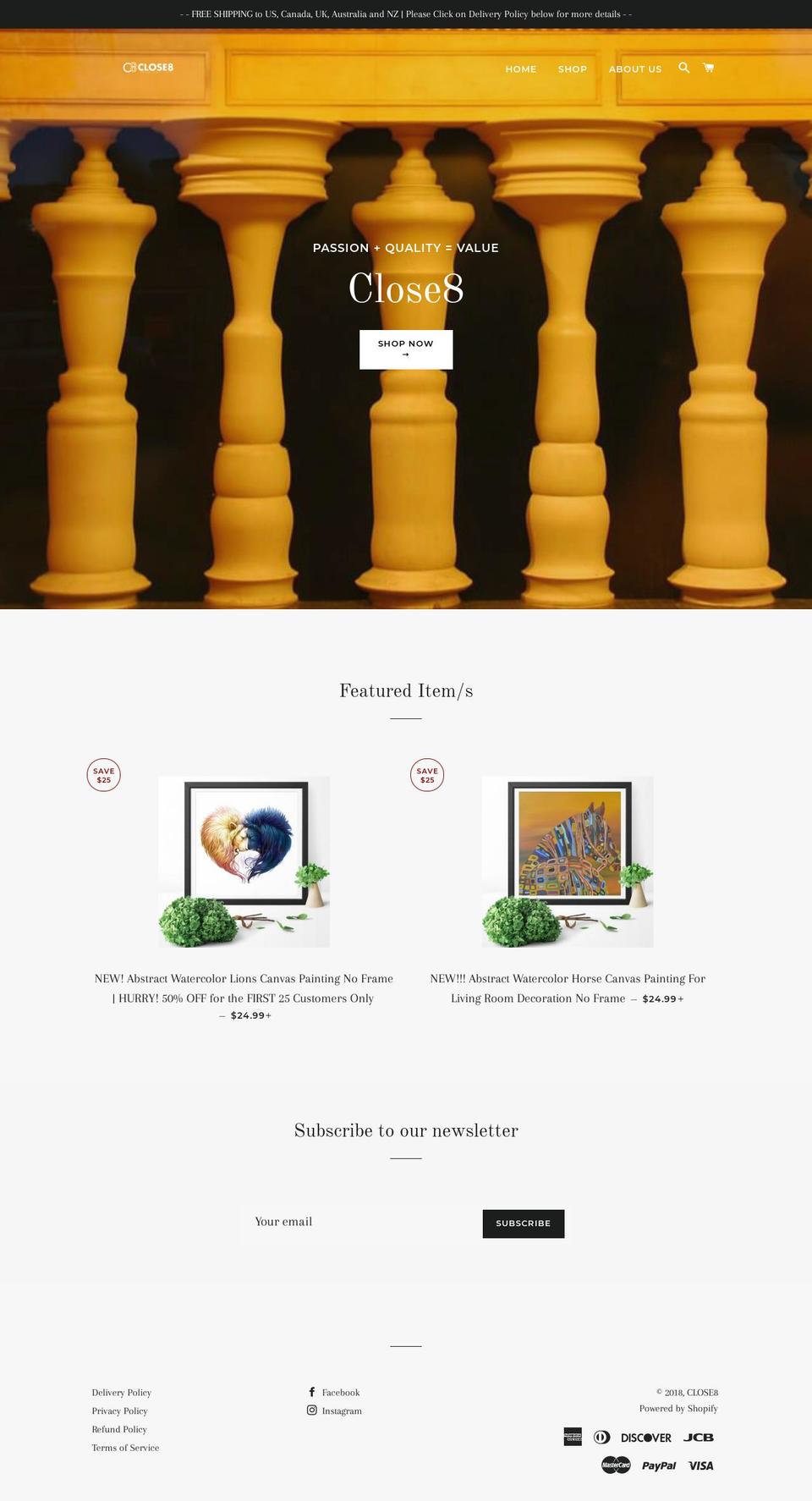 close8.com — Shopify storefront screenshot