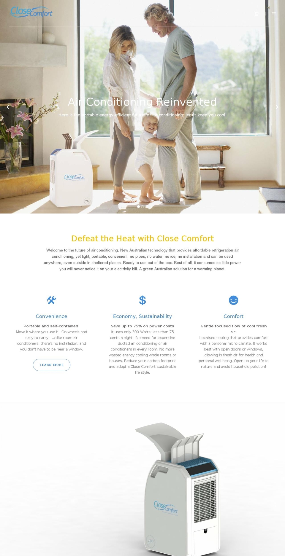 closecomfort.com.au shopify website screenshot