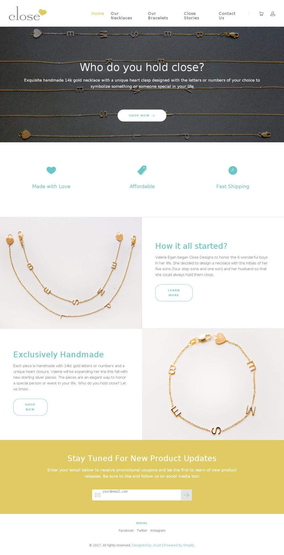 closedesigns.com shopify website screenshot