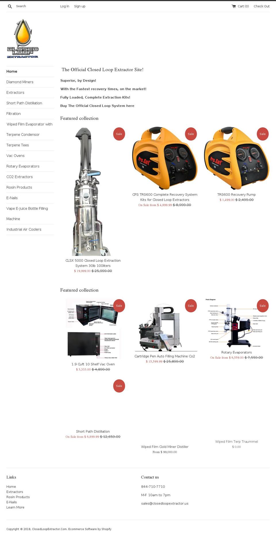 closedloopextractor.net shopify website screenshot