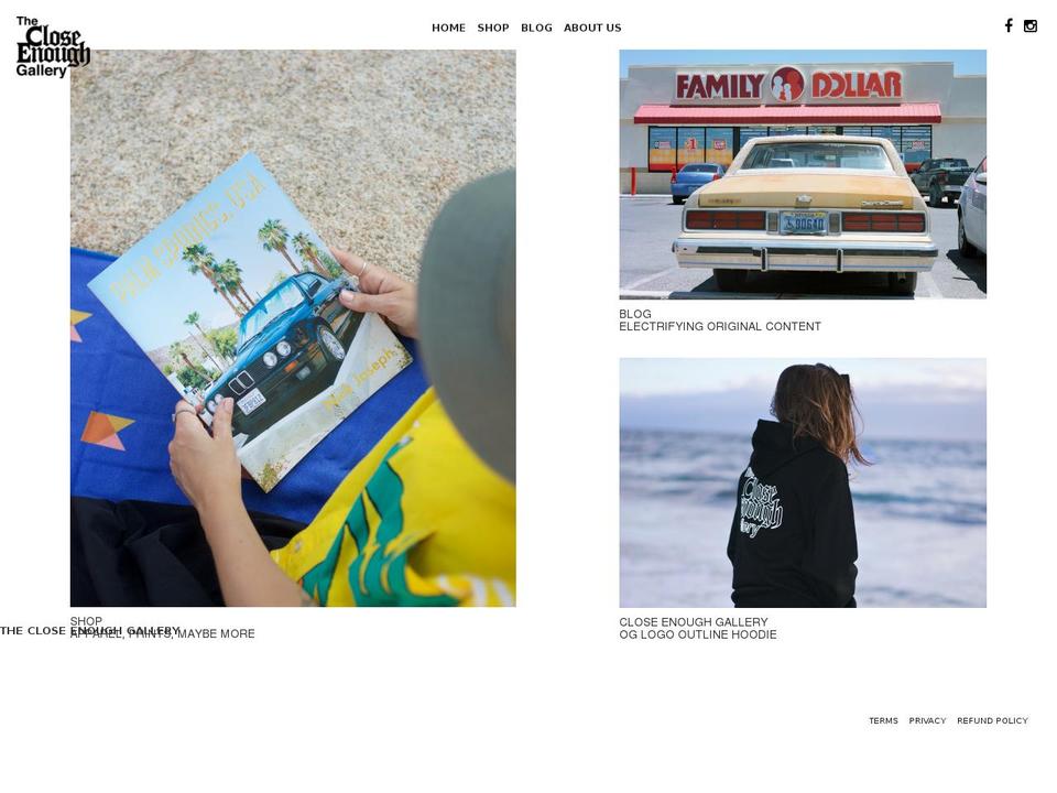 closeenoughgallery.com — Shopify storefront screenshot