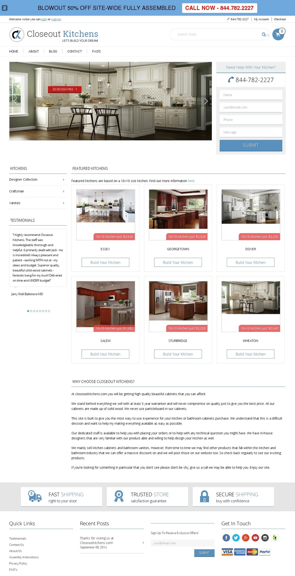 closeoutkitchens.com shopify website screenshot