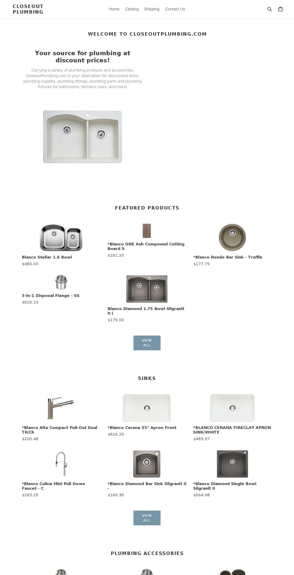 closeoutplumbing.com shopify website screenshot