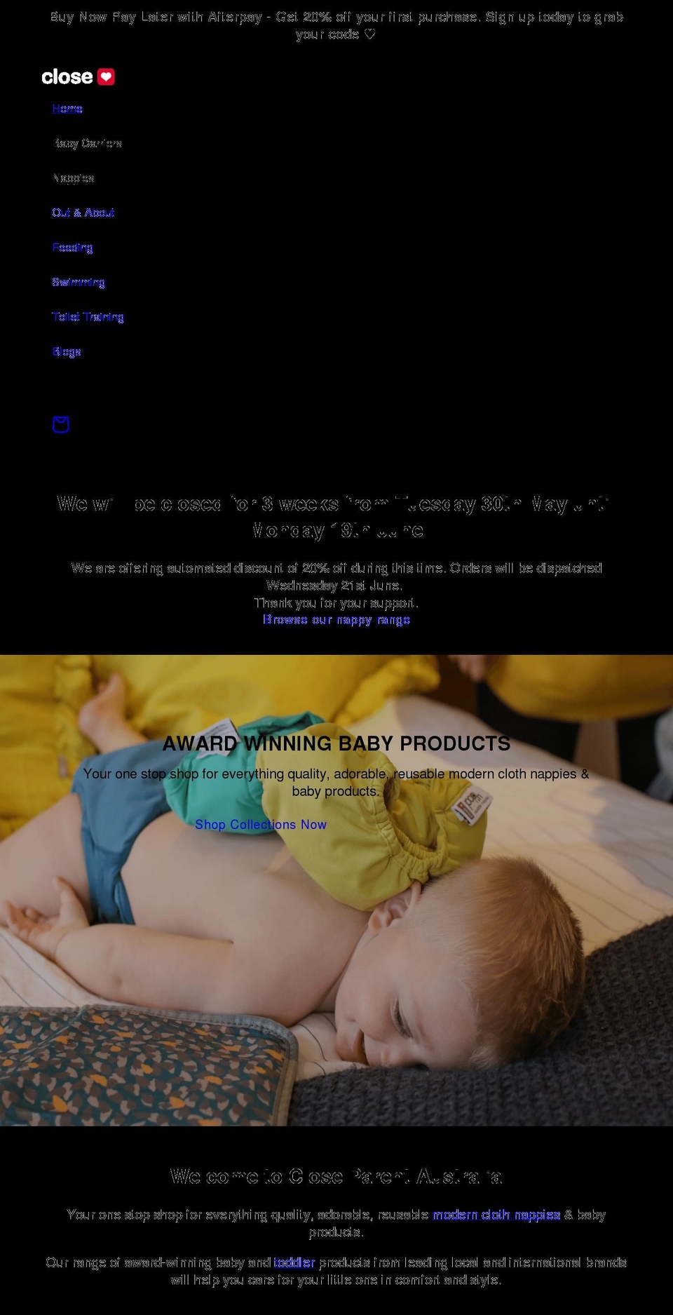 closeparent.com.au shopify website screenshot