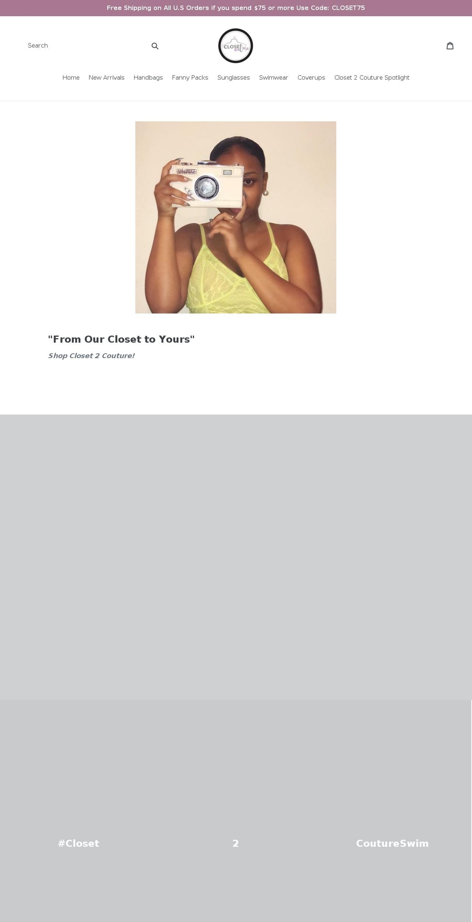 closet2couture.com — Shopify storefront screenshot