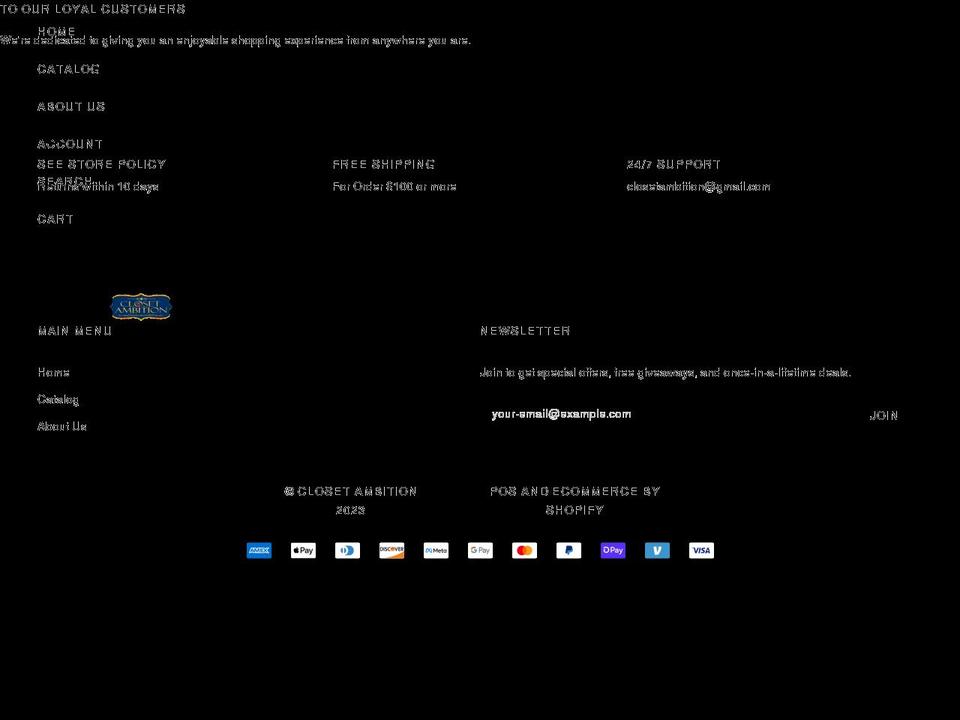 closetambition.com shopify website screenshot