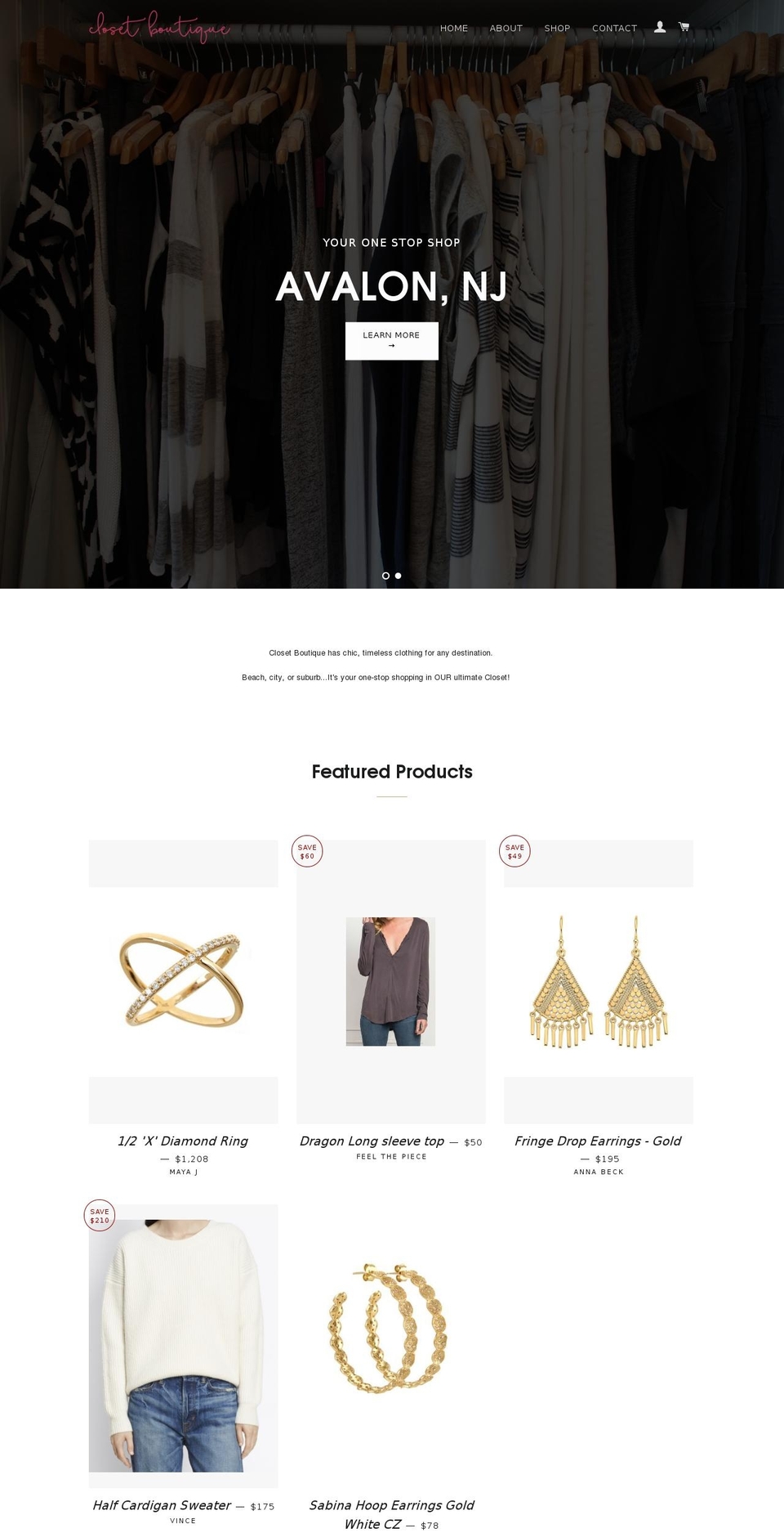closetboutiqueavalon.com shopify website screenshot