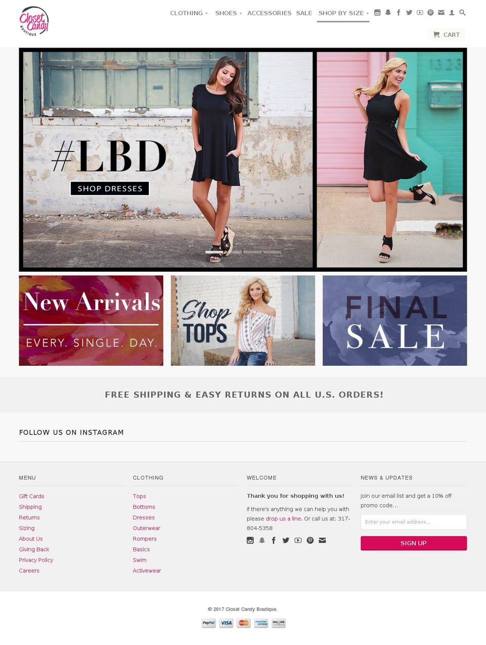 closetcandyboutique.com shopify website screenshot