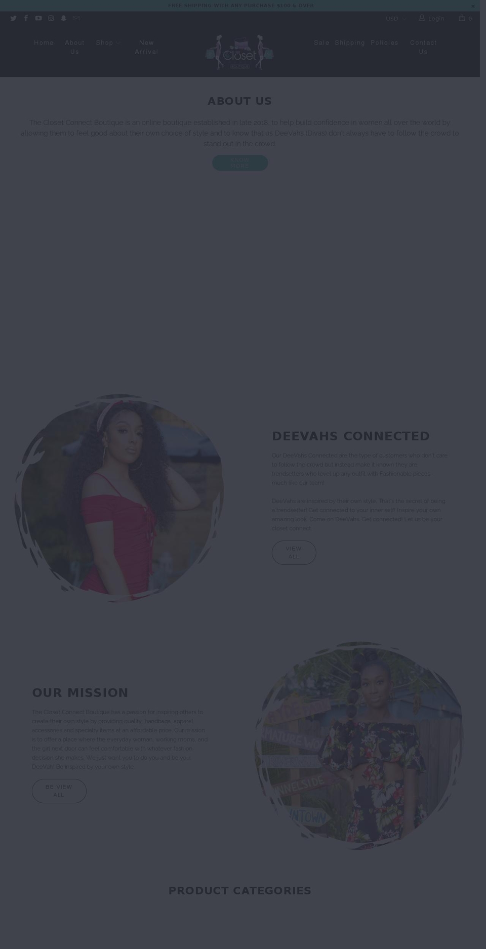 closetconnectboutique.com shopify website screenshot