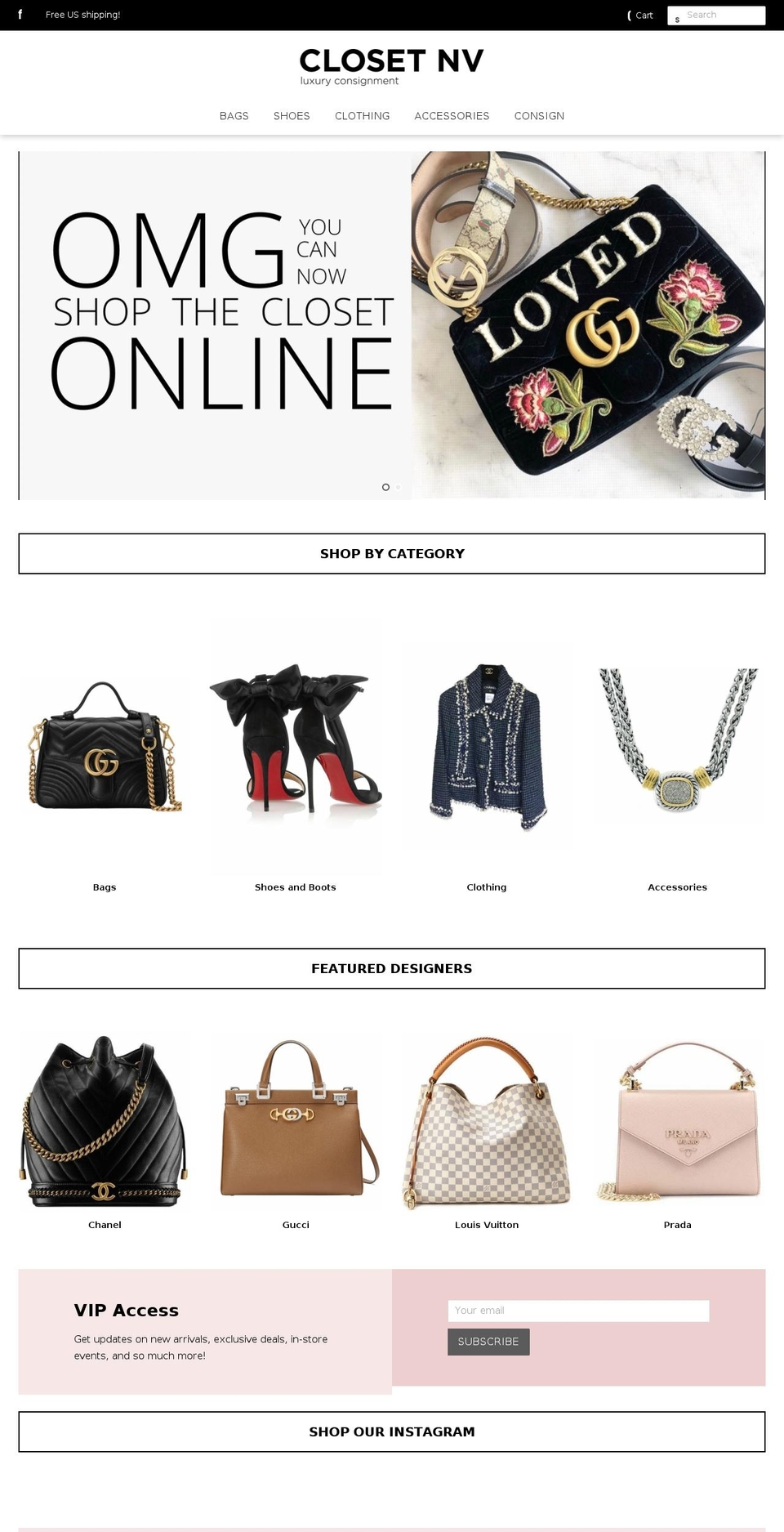 closetnv.com shopify website screenshot