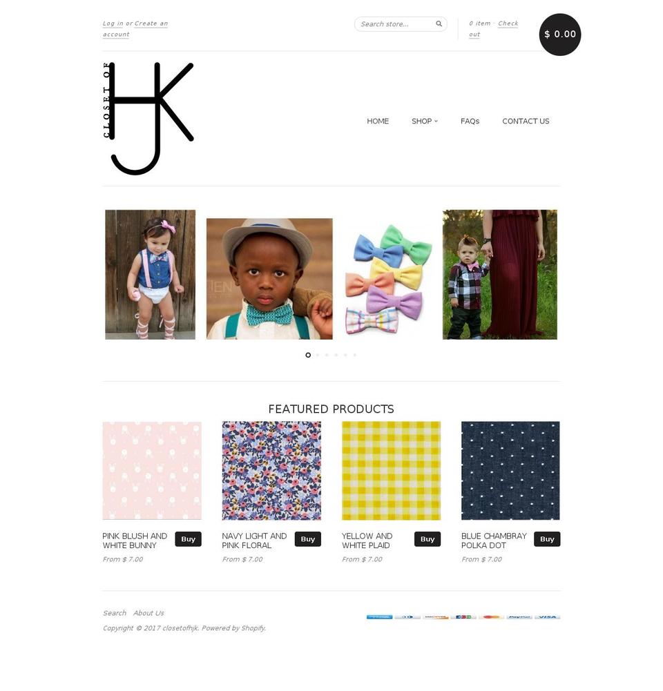 closetofhjk.com shopify website screenshot