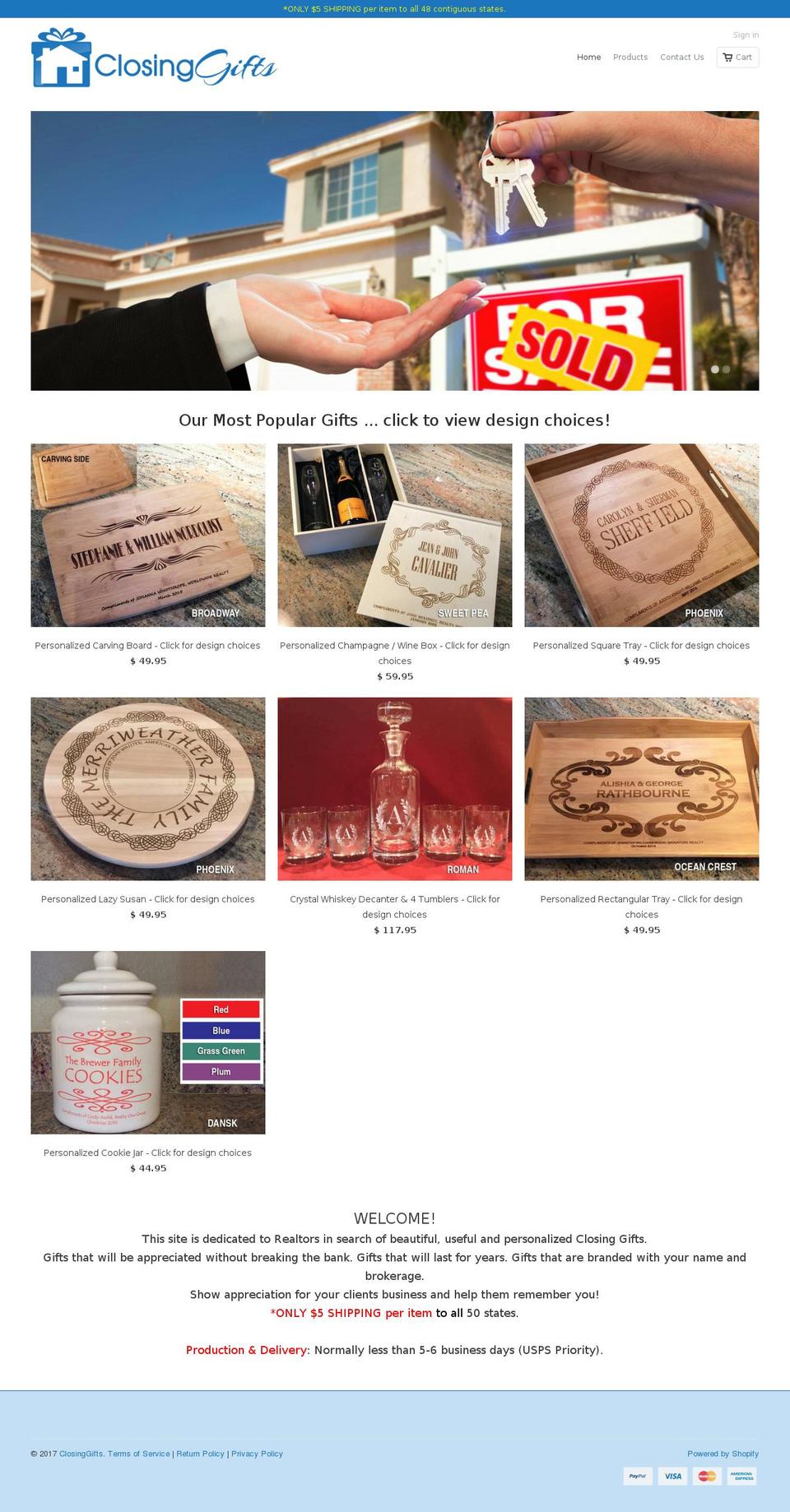 closinggifts.net shopify website screenshot