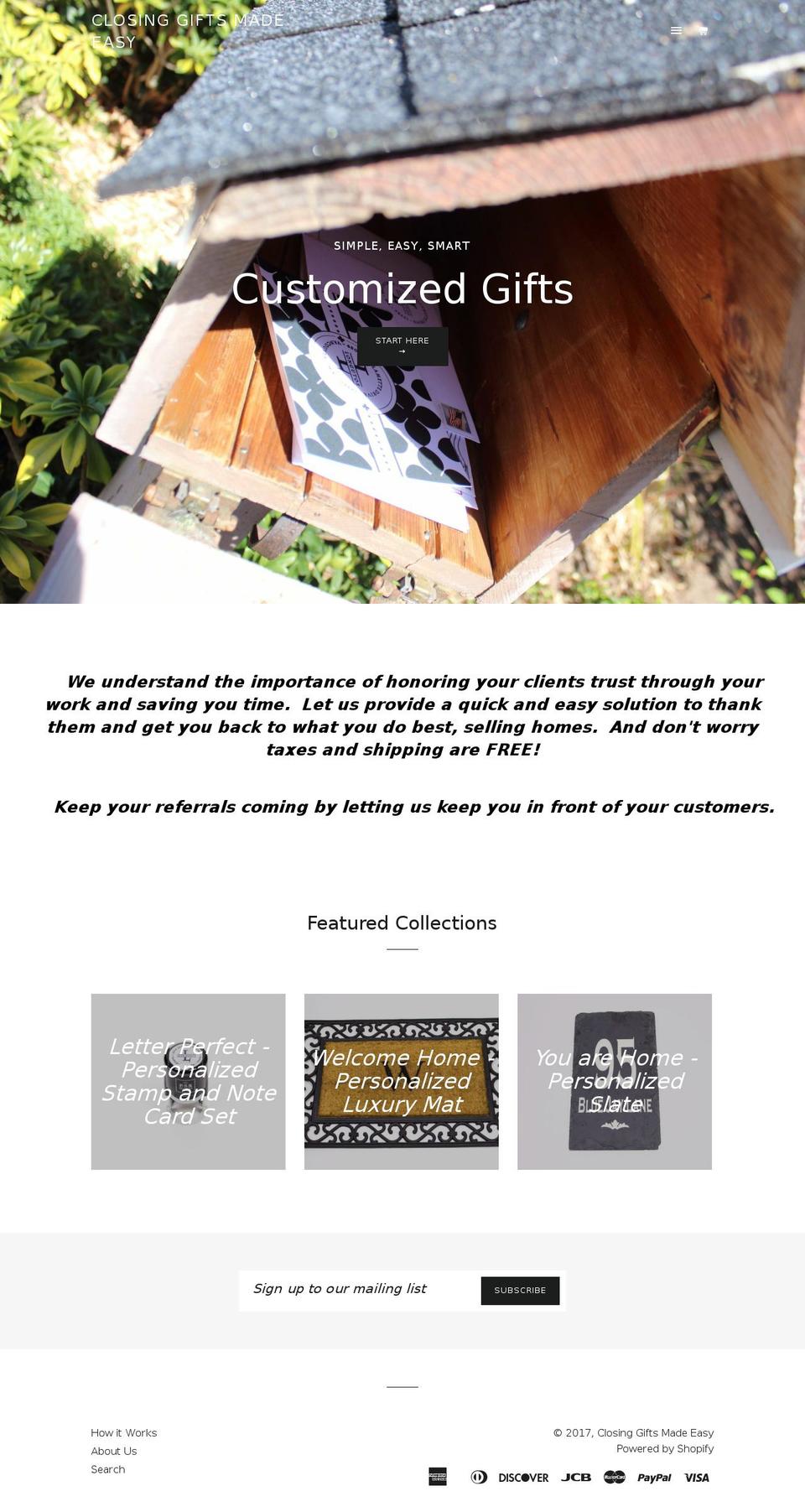 closinggiftsmadeeasy.com shopify website screenshot