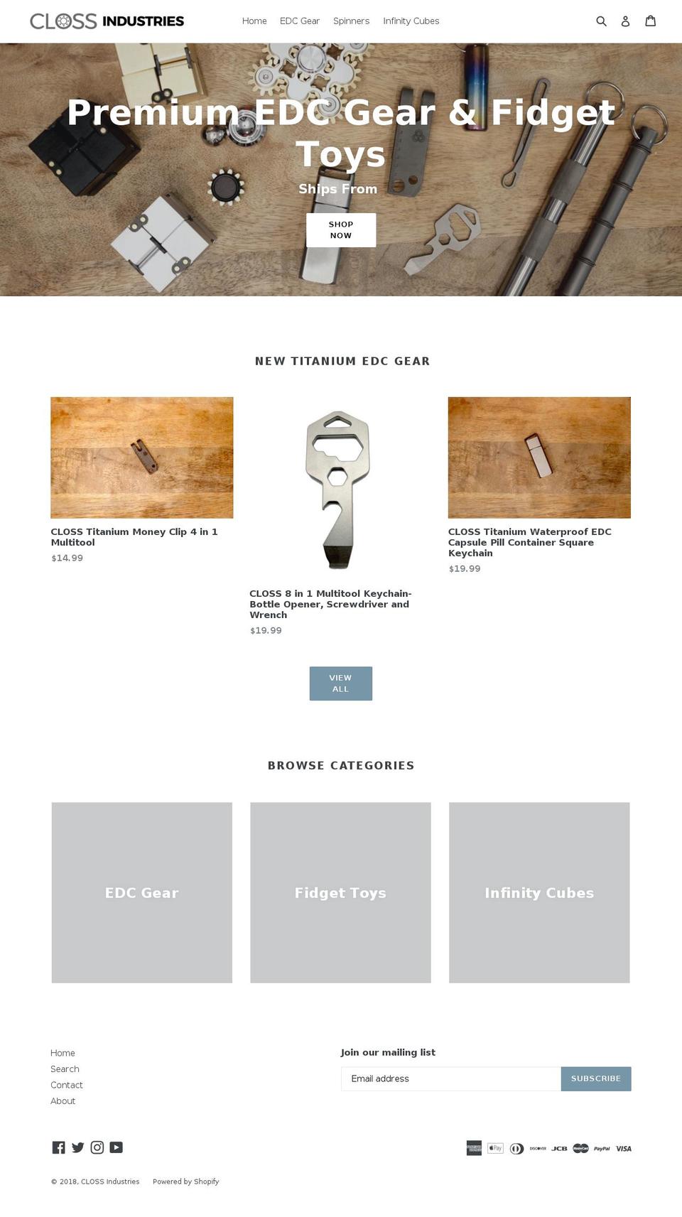 clossindustries.com — Shopify storefront screenshot