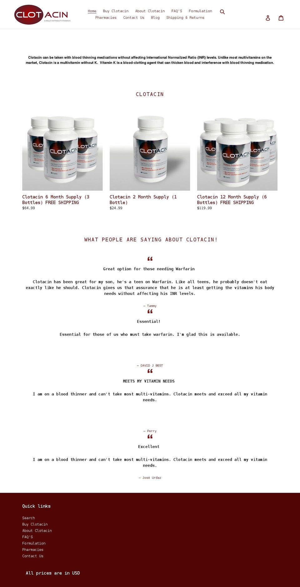 clotacin.com shopify website screenshot