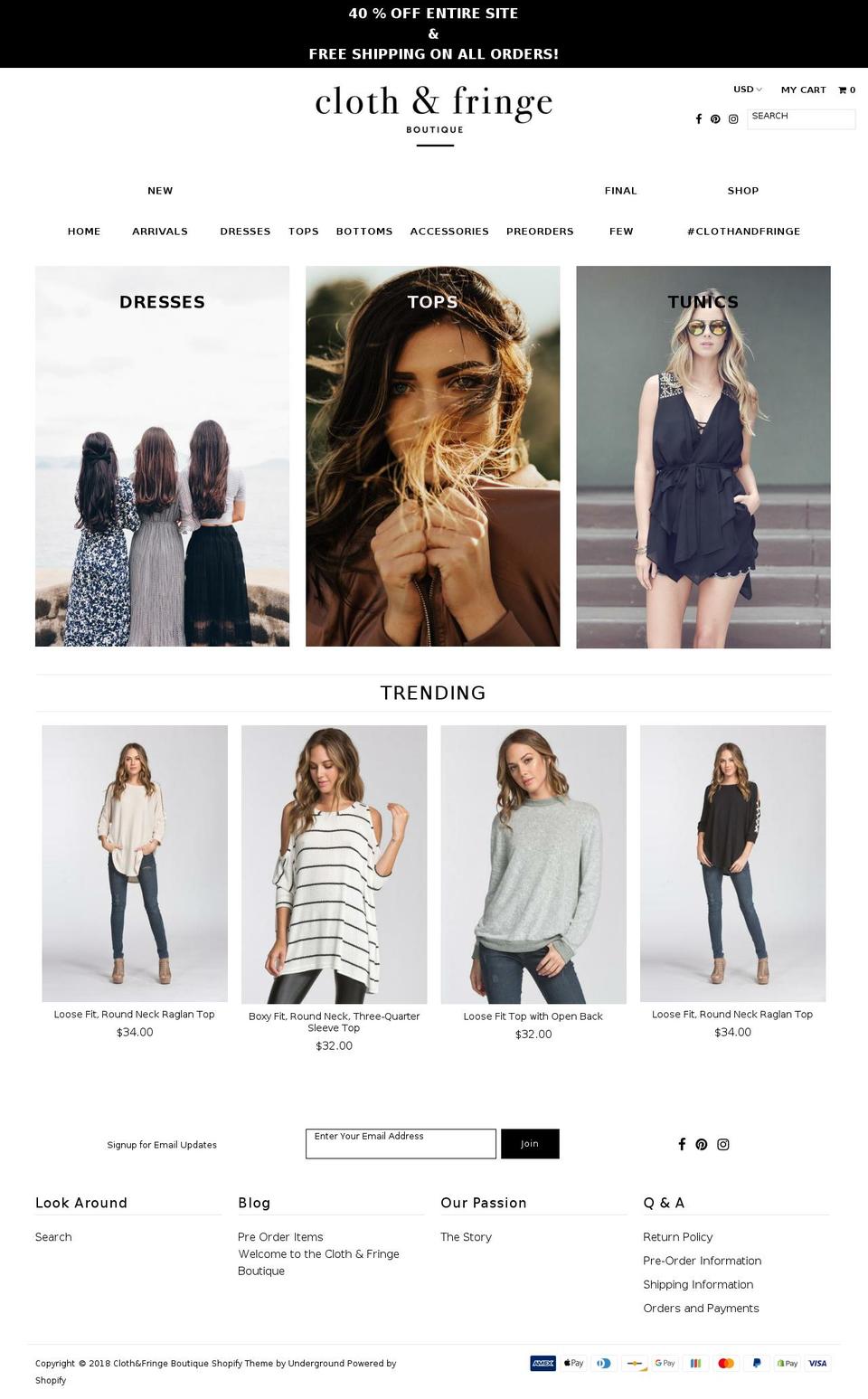 clothandfringe.com — Shopify storefront screenshot