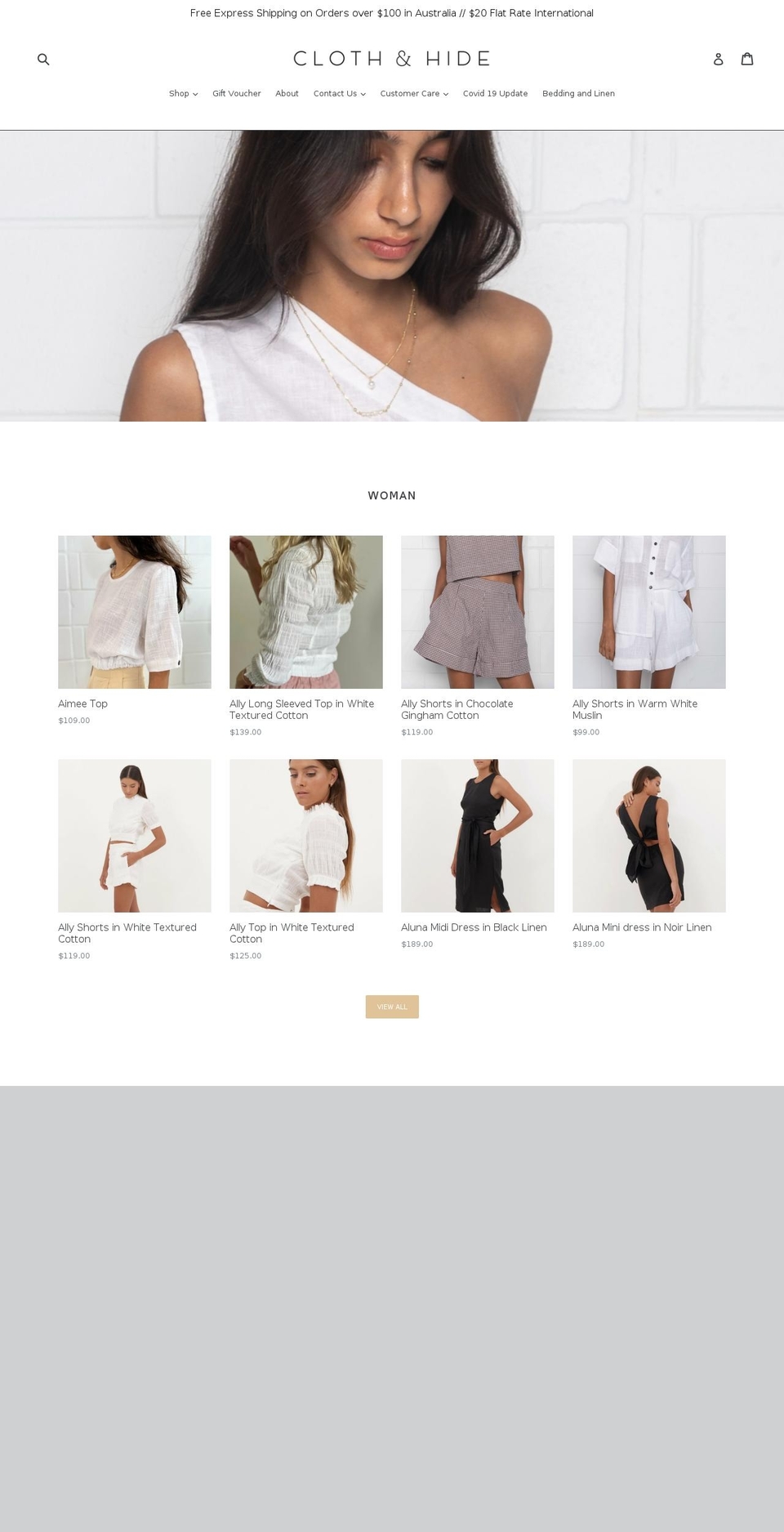 clothandhide.com.au shopify website screenshot