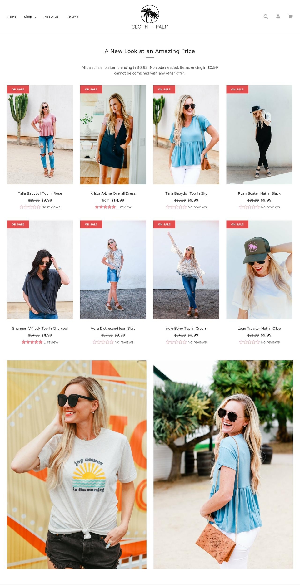 clothandpalm.com shopify website screenshot