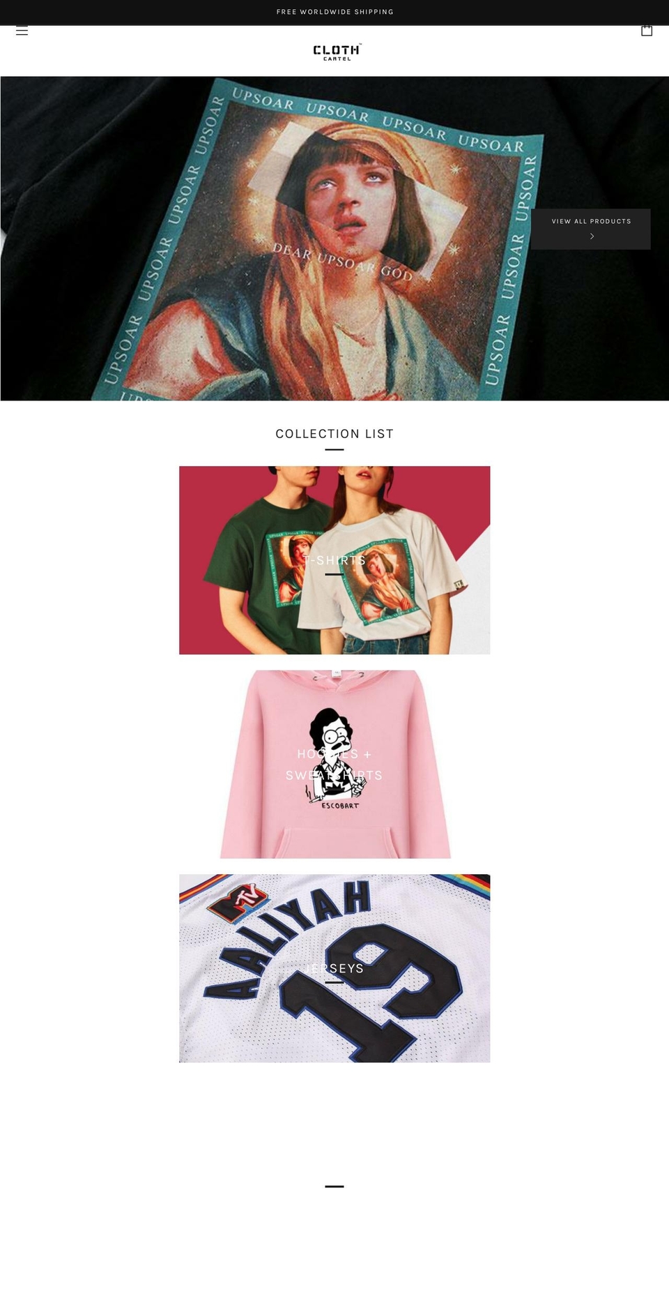 clothcartel.com — Shopify storefront screenshot