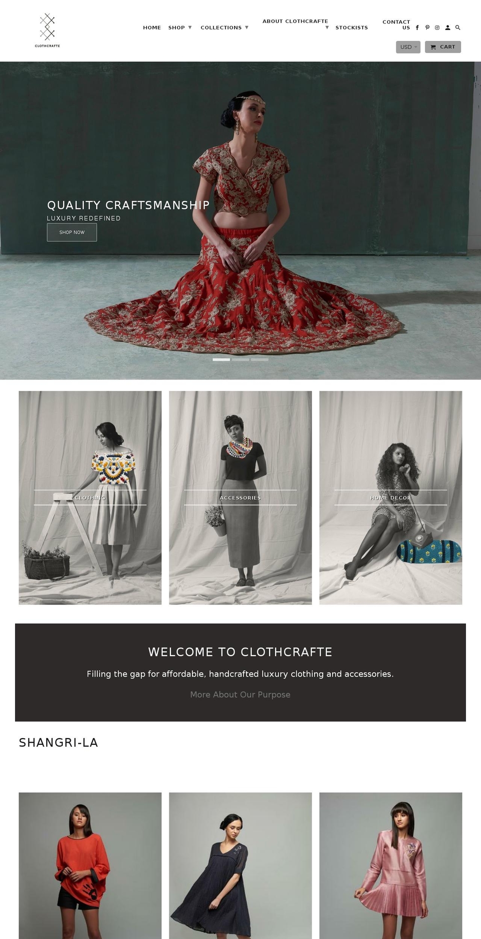 clothcrafte.com — Shopify storefront screenshot