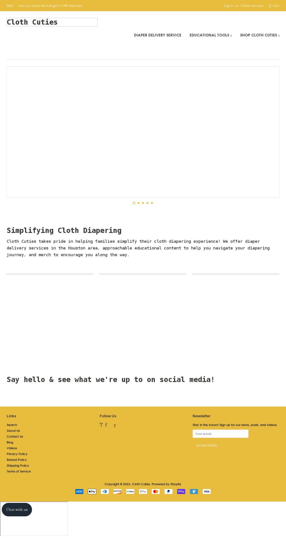 clothcuties.com shopify website screenshot