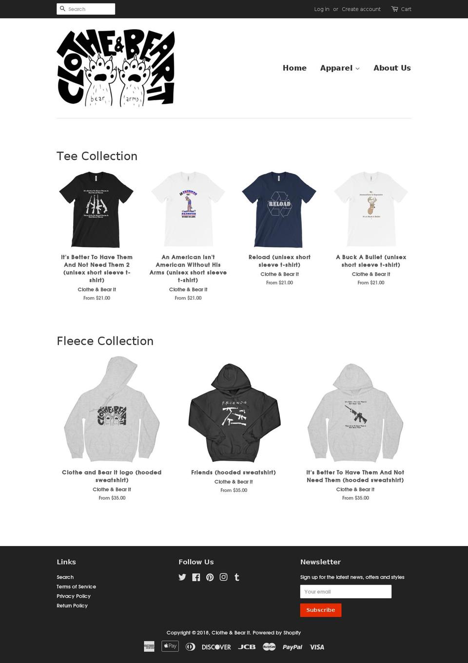 clotheandbearit.com — Shopify storefront screenshot