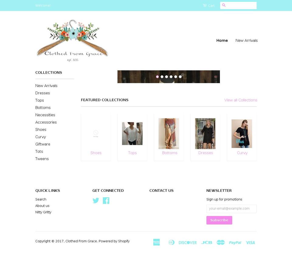 clothedfromgrace.com shopify website screenshot