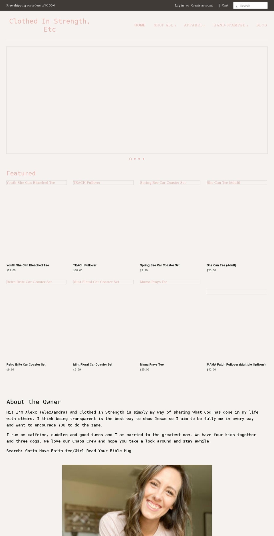 clothedinstrengthetc.com shopify website screenshot