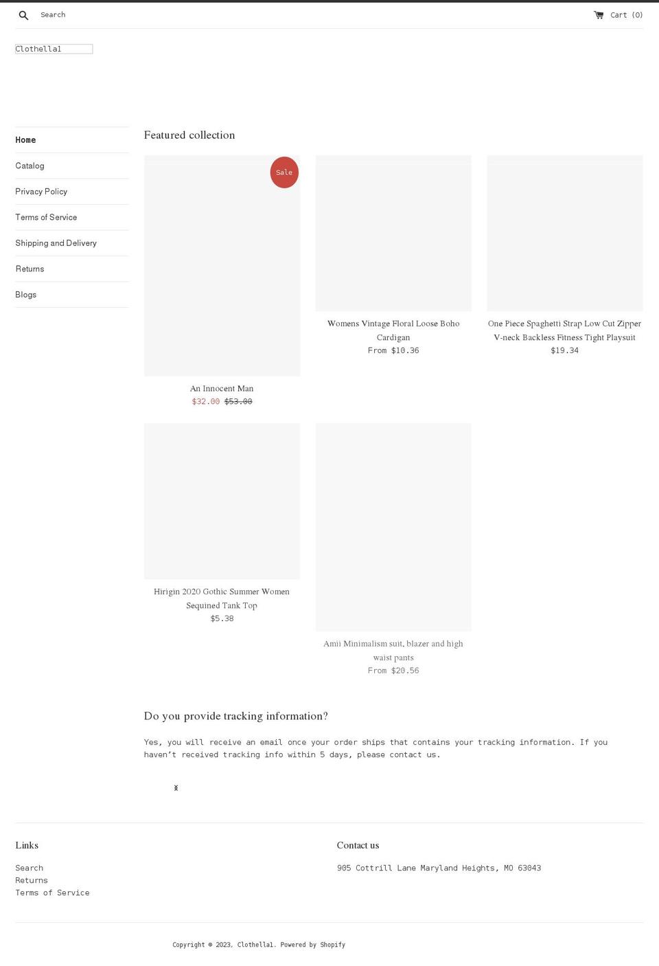clothella1.myshopify.com shopify website screenshot
