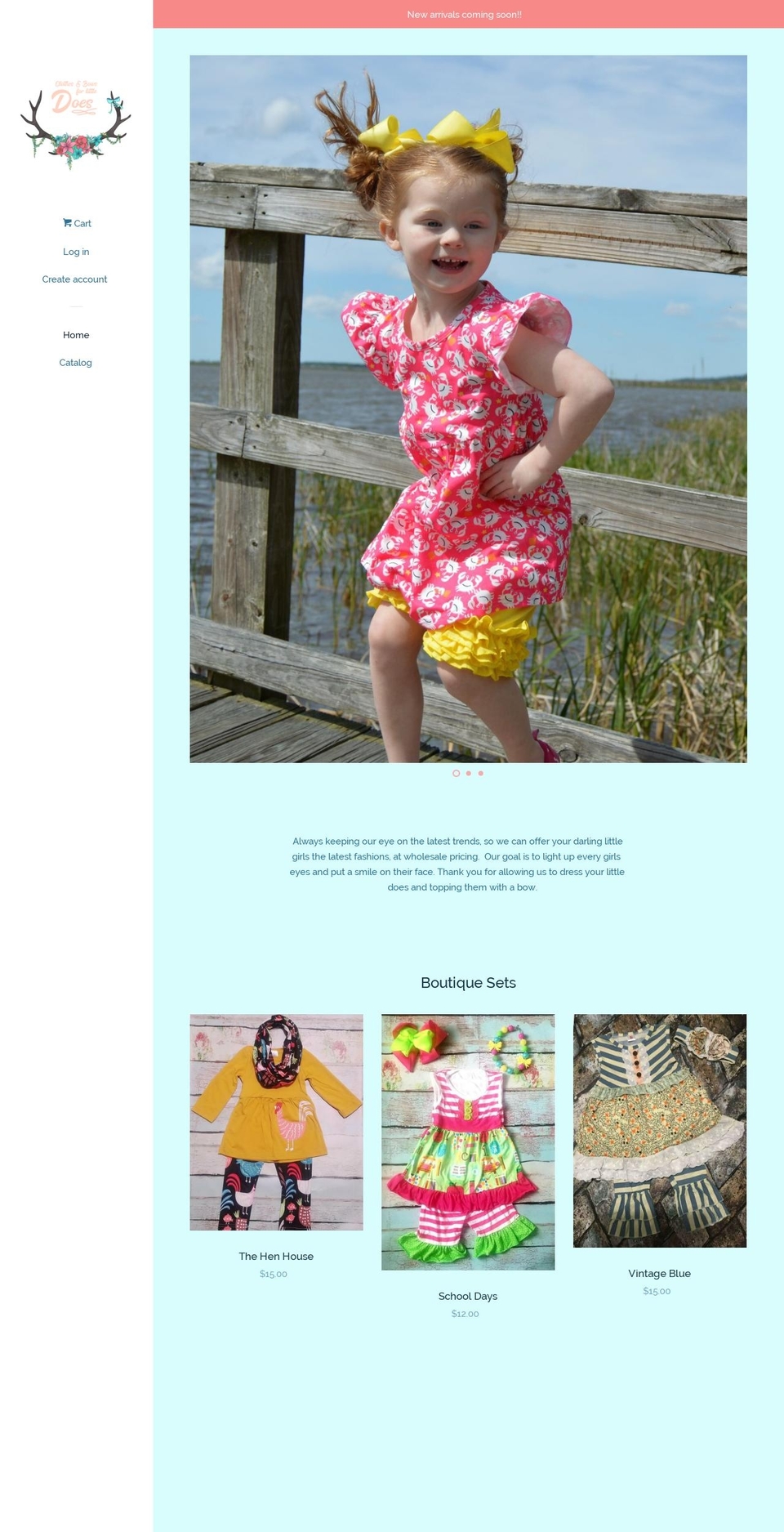 clothesandbowsforlittledoes.com — Shopify storefront screenshot